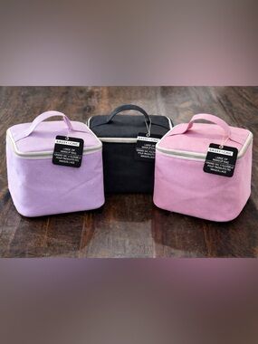 Sassy + Chic Set of 3 Cosmetic Cases/ Travel Organizers Pink Purple Black NWT